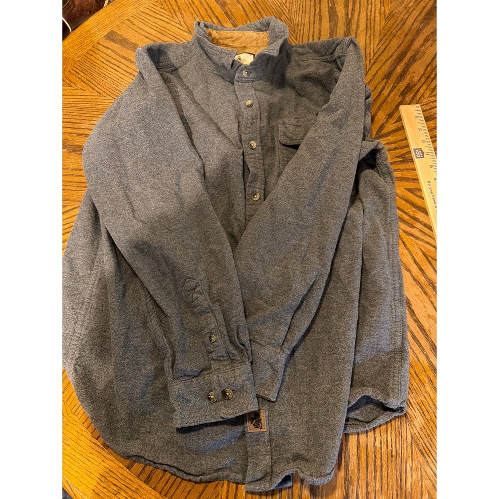 Legendary Whitetails Buck Camp Gray Flannel Shirt Mens Large Corduroy Cotton